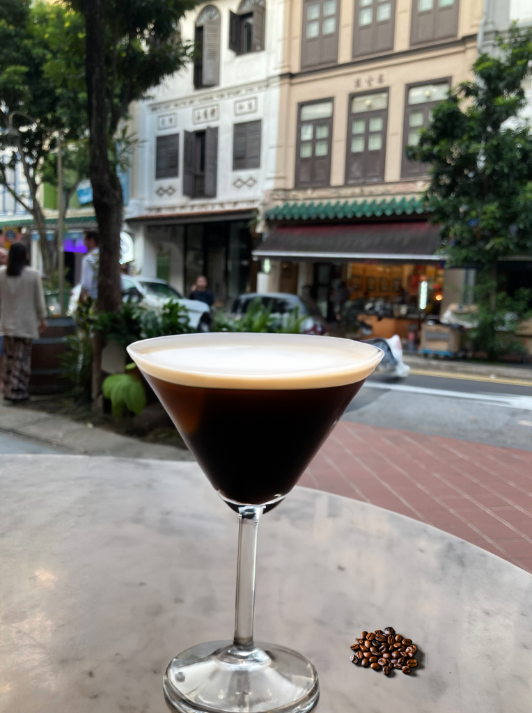 cocktail with coffee and Singapore street background